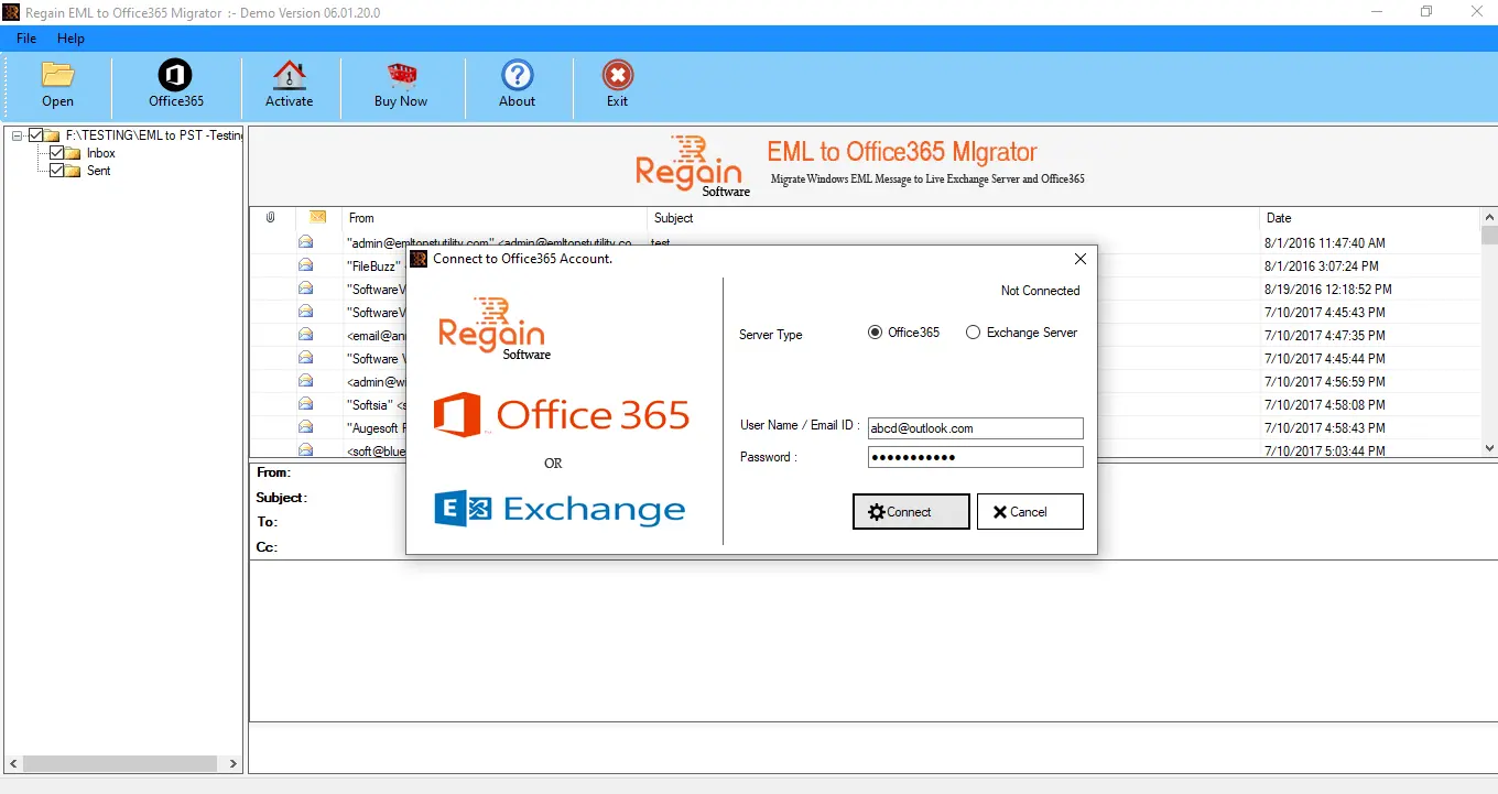 EML zu Office 365 Migrator