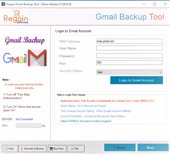 Software di backup Gmail