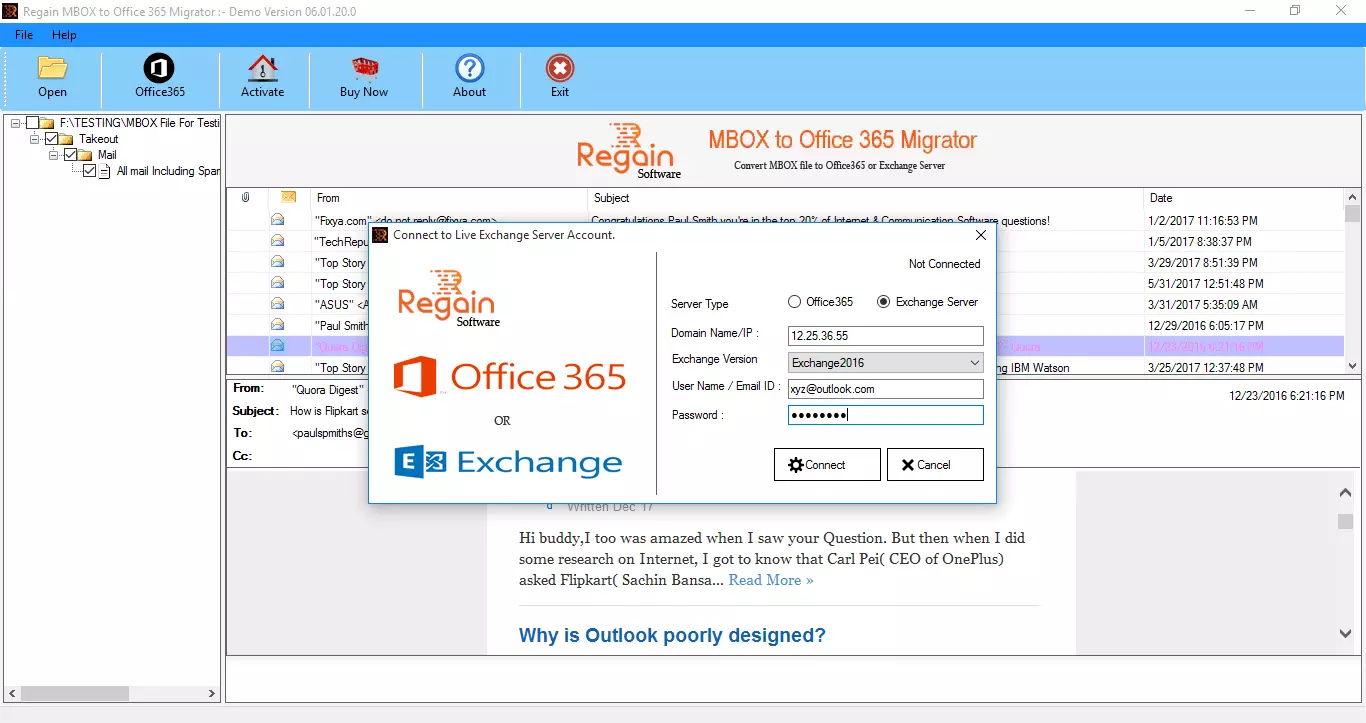 Convert MBOX files to Office 365 account easily