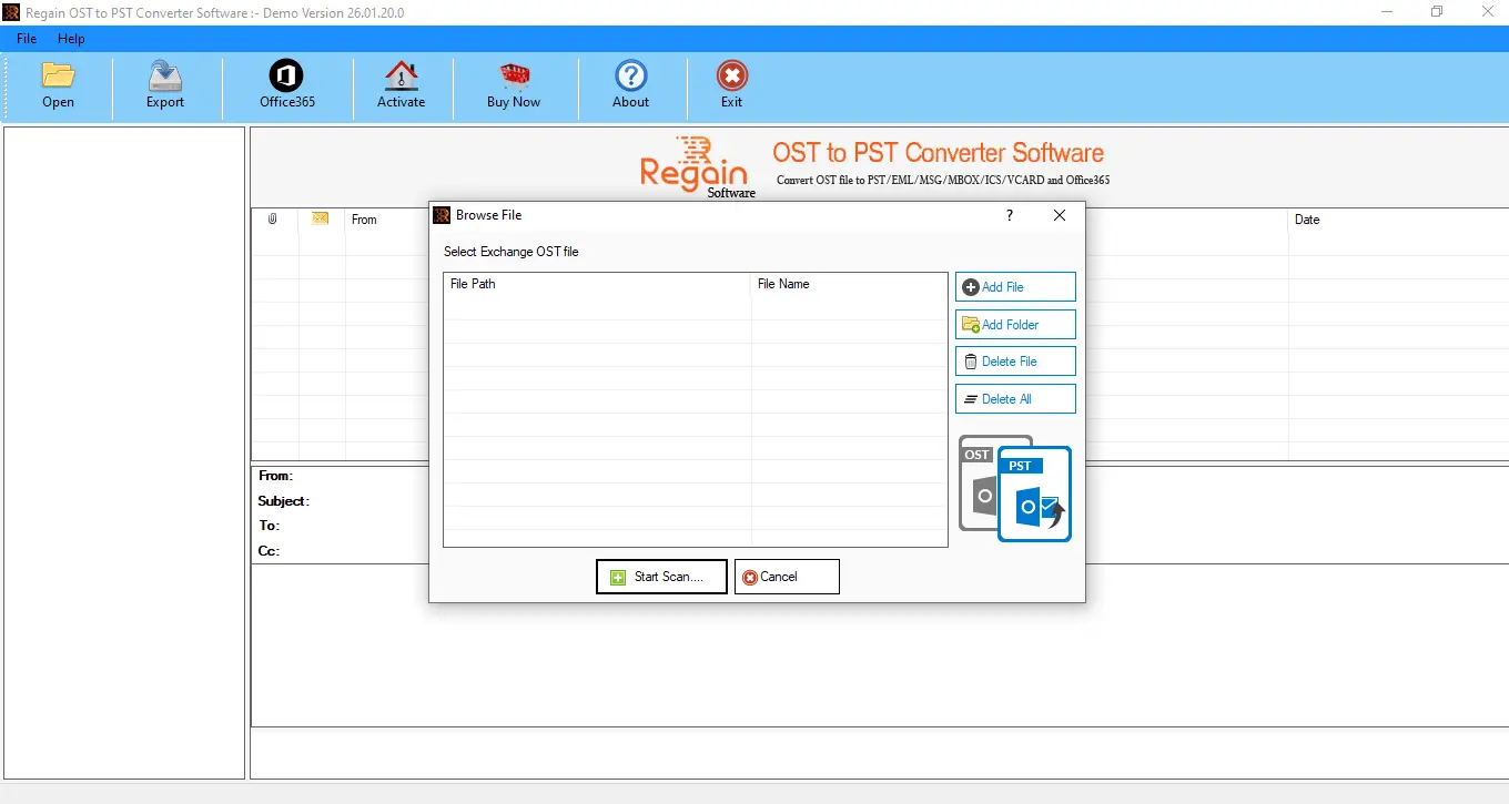 OST to PST Converter Software - Home Screen