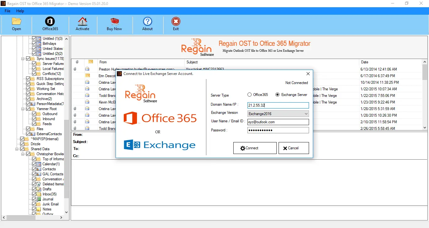 Export OST Emails to Office 365 account