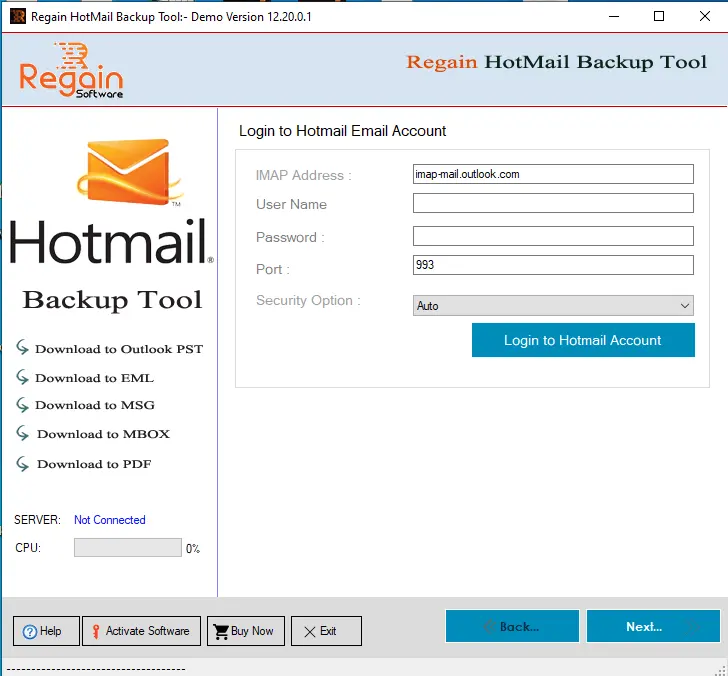Outlook.com Backup Tool