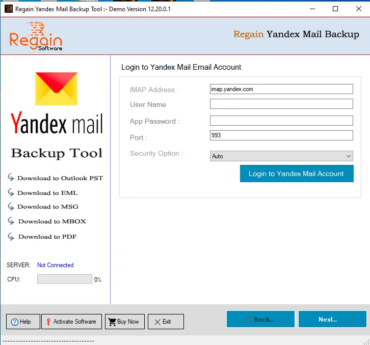 Yandex Mail Backup Tool